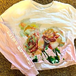 Taylor Swift Floral Raw Edge Crop Top